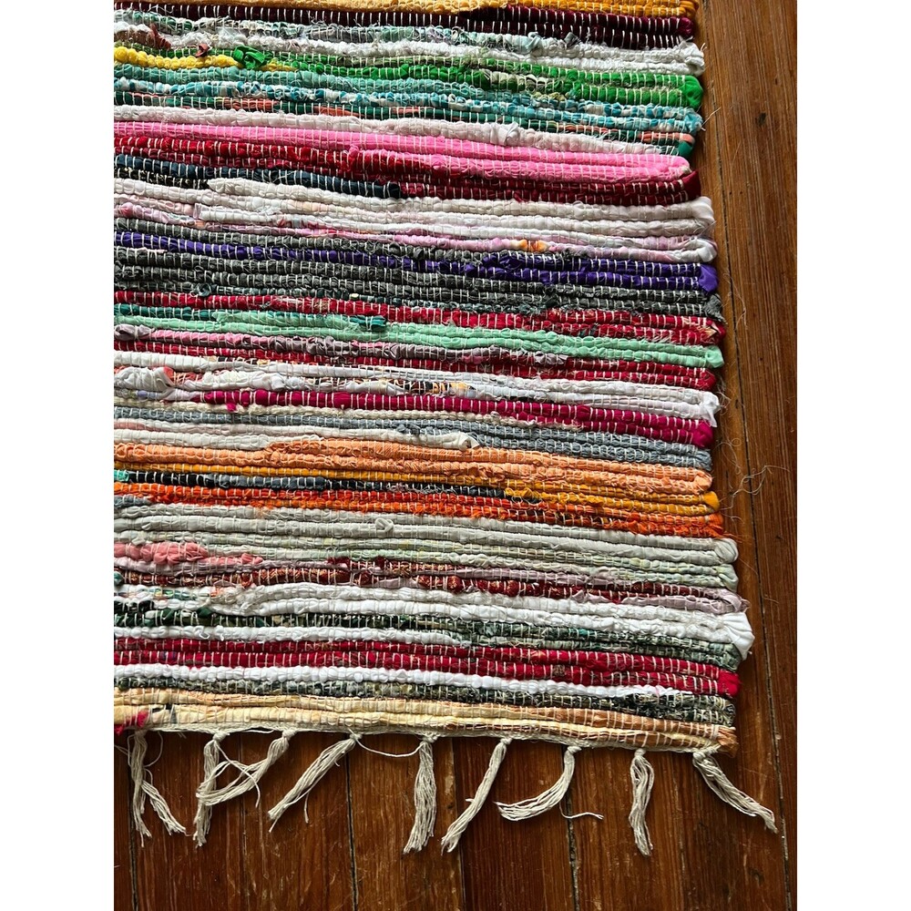 NWT Chindi Rag Rug 3'x5' Boho Farmhouse Rustic Area Accent Throw Rug Multicolor - Picture 5 of 11